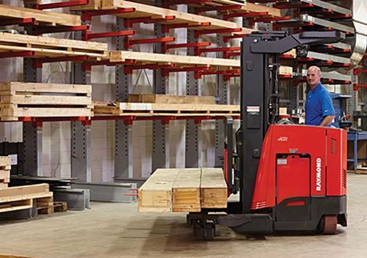 Raymond 7310 4-Directional Long Load Forklift in Lumber Application